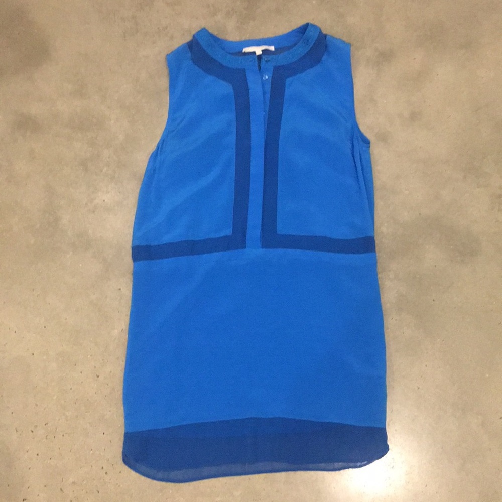 Aryn K cobalt blue silk dress